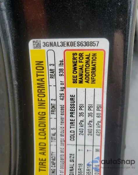 2014 Chevrolet Captiva Lt z USA, uszkodzony, nr VIN 3GNAL3EK0ES630857